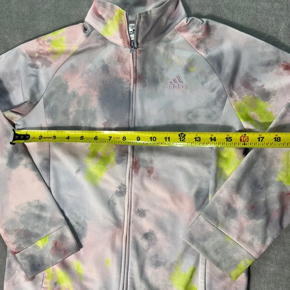 Adidas Girls Tie Dye Watercolor Track Jacket Pink Neon Yellow Grey Size‎ 14 L